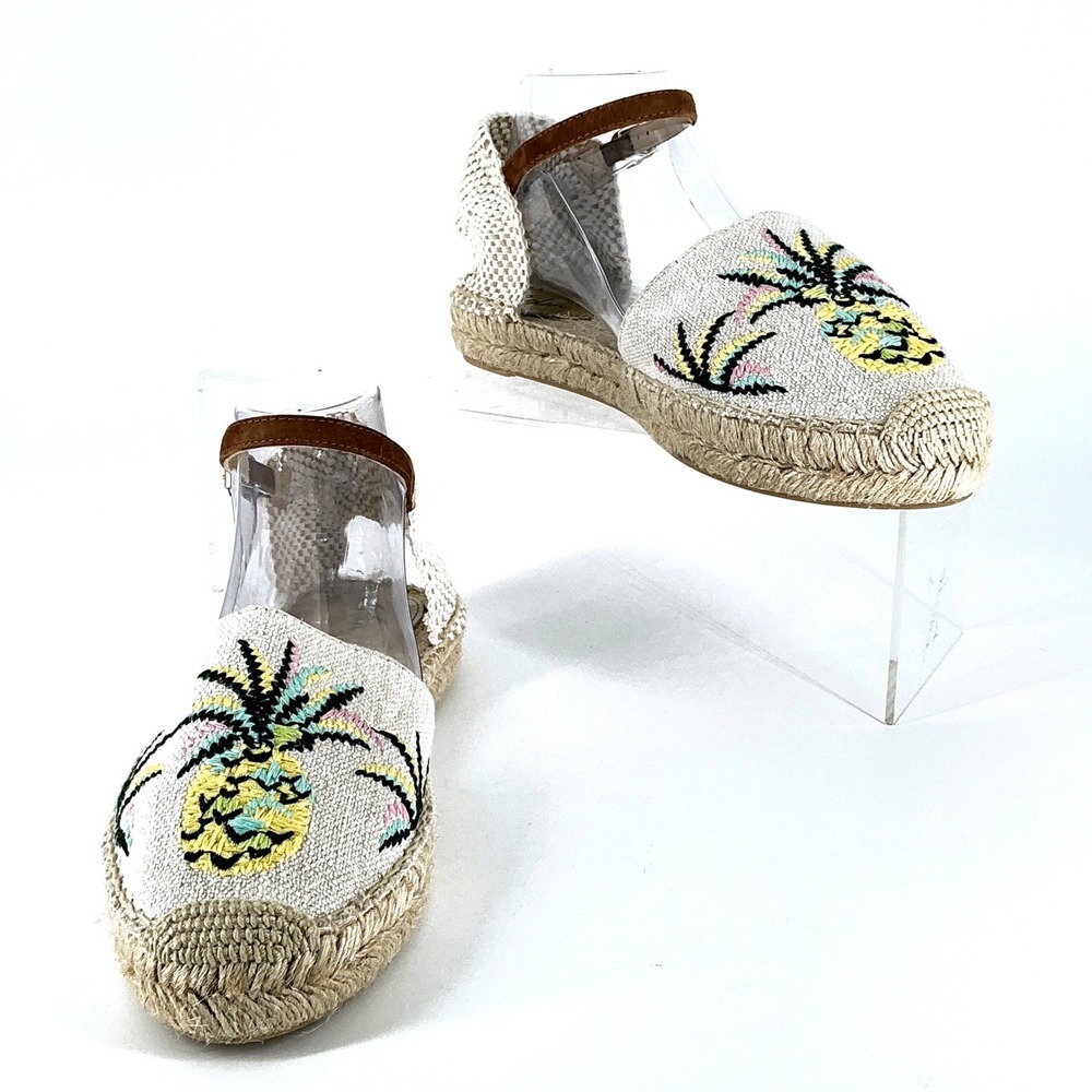 Boden Size 41 US 10 Pineapple Embroidered Espadrille Sandals Spain Anthropologie - Picture 3 of 11